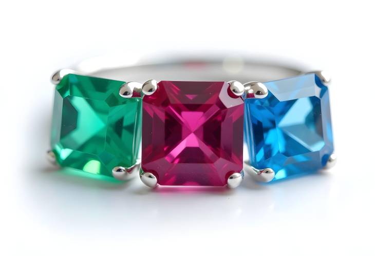 Radiant Asscher Cut Gems Sapphire, Emerald, and Ruby